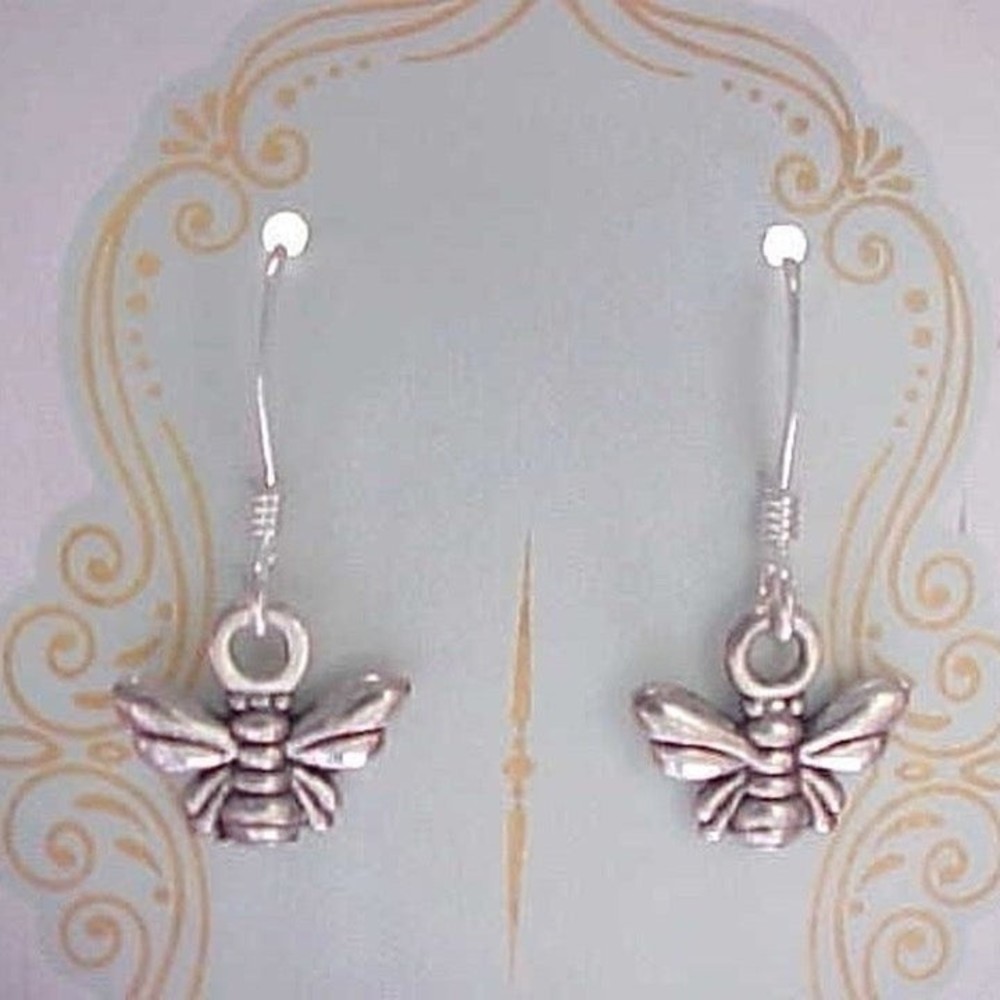 3 / $10 Tiny Silver Honey Bee Charm Earrings Spring Summer Bug Lover Gifts Women
